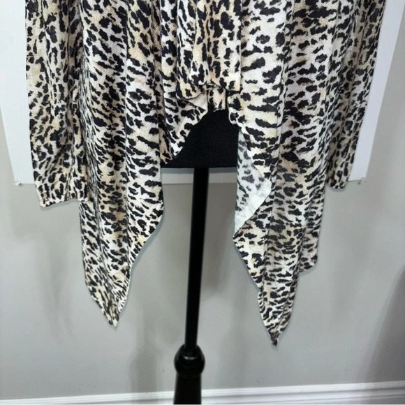 Chico’s Cardigan Women 0 XS Animal Print Open Front Waterfall Oversized Popular - Picture 6 of 10
